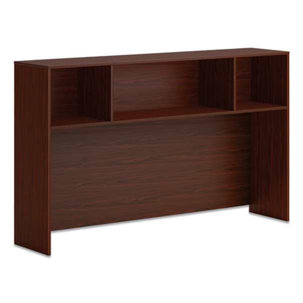 Mod Desk Hutch, 3 Compartments, 66w x 14d x 39.75h, Traditional Mahogany