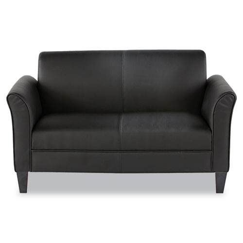 Alera Reception Lounge Sofa Series, Two-Cushion Loveseat, 55.5" x 31.5" x 33.07", Black