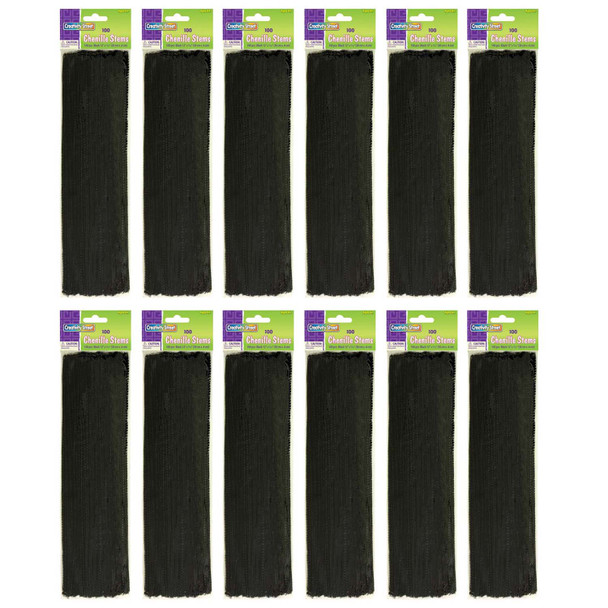 Regular Stems, Black, 12" x 4 mm, 100 Per Pack, 12 Packs
