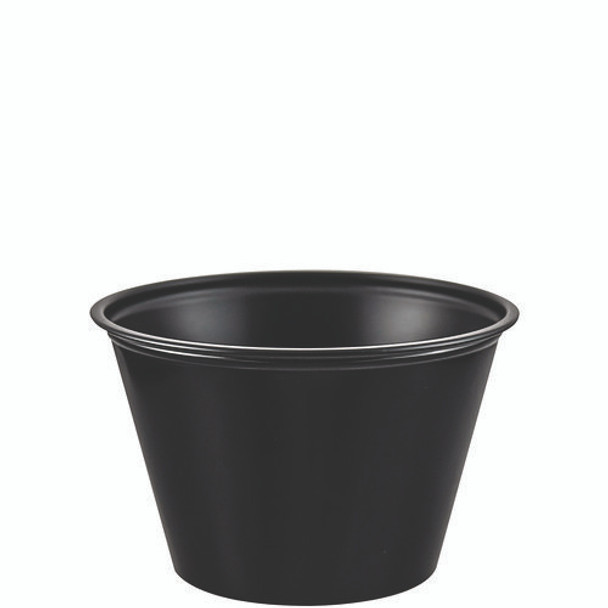 Polystyrene Portion Cups, 4 oz, Plastic, Black, 250/Bag, 10 Bags/Carton