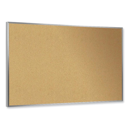 Aluminum-Frame Natural Corkboard, 24" x 18", Tan Surface, Satin Aluminum Frame