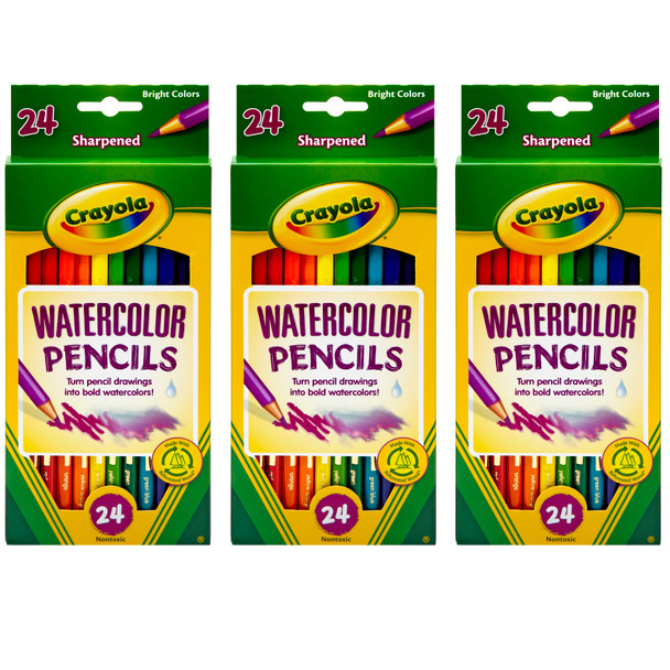 Watercolor Pencils, 24 Per Box, 3 Boxes