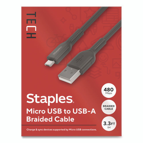 Micro USB to USB-A 2.0 Charging Cable, 3.3 ft, Black