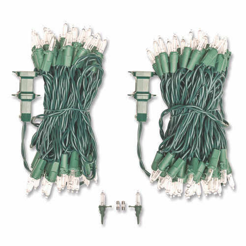 Indoor/Outdoor LED Holiday String Lights, 60 Bulbs/String, 25 ft String, White/Green Wire, 2 Strings