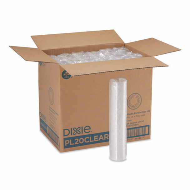 Plastic Portion Cup Lid, Fits 1.5 oz to 2 oz Cups, Clear, 100/Sleeve, 24 Sleeves/Carton
