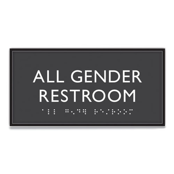 ADA Sign, All Gender Restroom, Plastic, 4 x 4, Clear/White