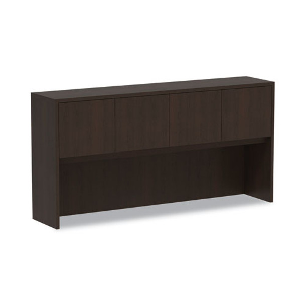 Alera Valencia Series Hutch with Doors, 4 Compartments, 70.63w x 15d x 35.38h, Espresso