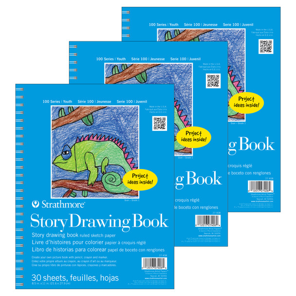 100 Series Story Drawing Pad, 30 Sheet, 8.5x11 inch, Pack of 3