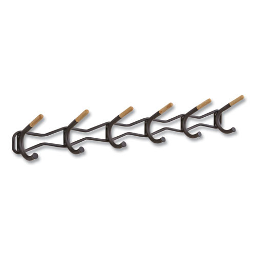 Family Coat Wall Rack, 6 Hook, 42.75w x 5.25d x 7.25h, Black