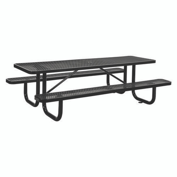 Expanded Steel Picnic Table, Rectangular, 96 x 62 x 29.5, Black Top, Black Base/Legs Expanded Steel Picnic Table, Rectangular, 96 x 62 x 29.5, Black Top, Black Base/Legs
