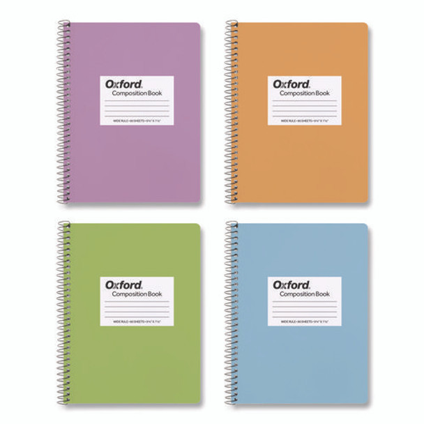 Spiralbound Composition Books, Wide/Legal Rule, Assorted Cover Colors, (80) 9.75 x 7.5 Sheets, 4/Pack