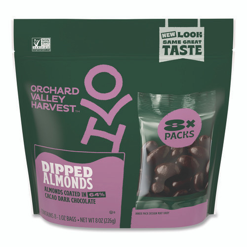 Dipped Almonds, Dark Chocolate, (8) 1 oz Bags