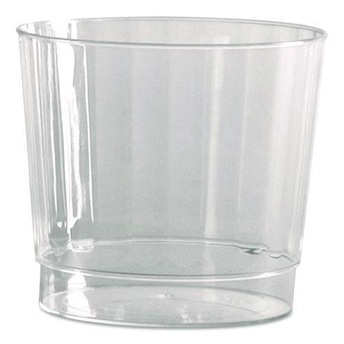 Classic Crystal Plastic Tumblers, 9 oz, Clear, Fluted, Rocks Squat, 20/Pack, 12 Packs/Carton
