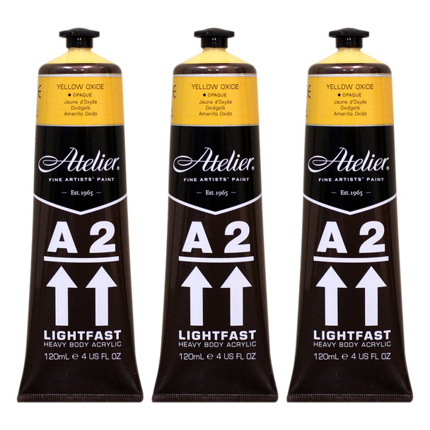 A2 Heavy Body Lightfast Artist Acrylic, 4 oz., Yellow Oxide, Pack of 3