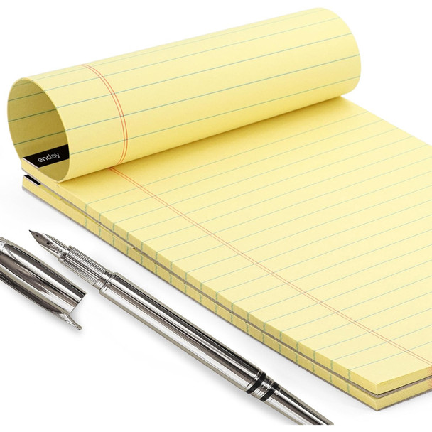 Legal Pad, 8-1/2" x 11", 50 Sheets, Canary, Pack of 12