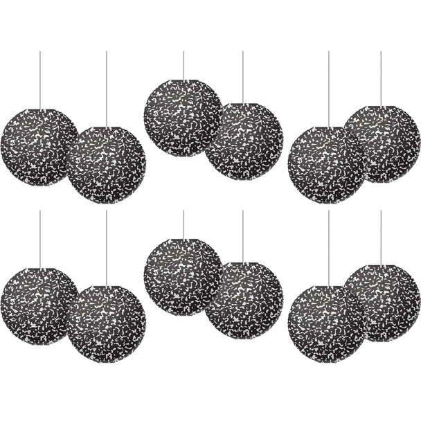 Composition 8" Hanging Paper Lanterns, 6 Per Pack, 2 Packs