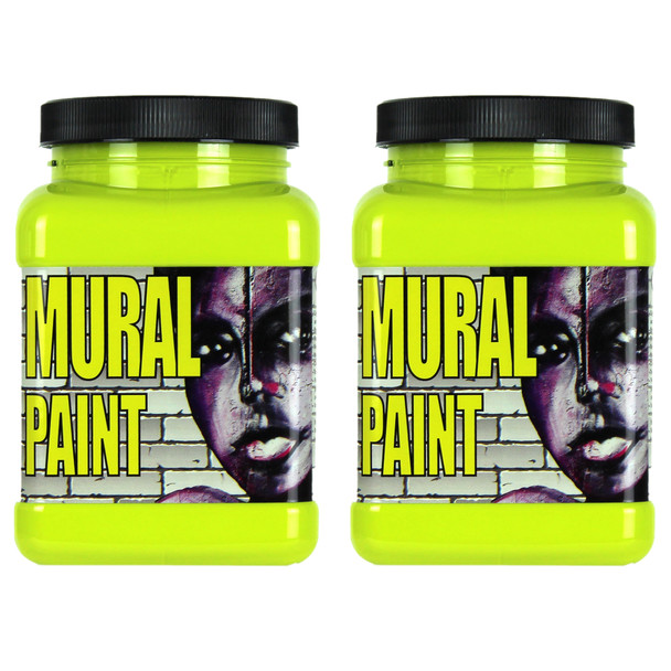 Mural Paint, Pint, Psychedelic (Yellow Green), Pack of 2