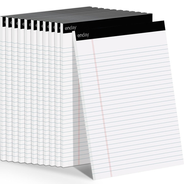Legal Pad, 8-1/2" x 11", 50 Sheets, White, Pack of 12
