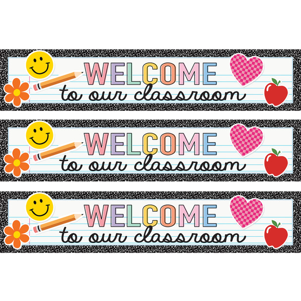 Cool for School Welcome to Our Classroom Banner, 8" x 39", Pack of 3
