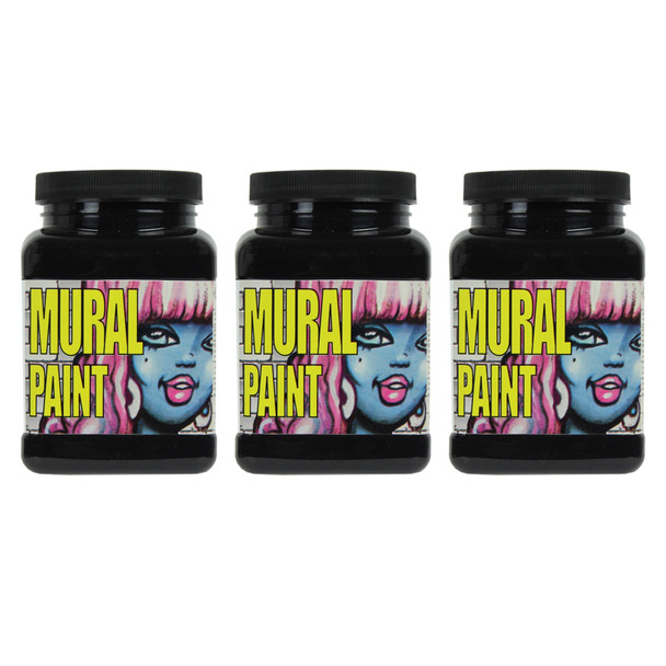 Mural Paint, Pint, Blacktop (Black), Pack of 3