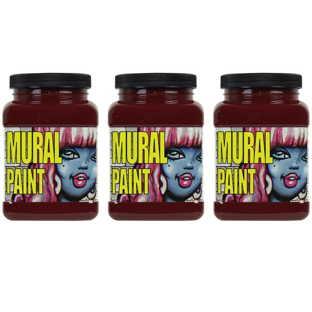Mural Paint, Pint, Brick (Dark Red), Pack of 3