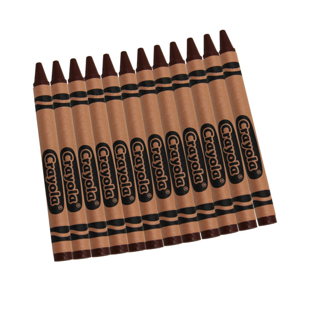 Single Color Bulk Crayons, Regular Size, Brown, 12 Count