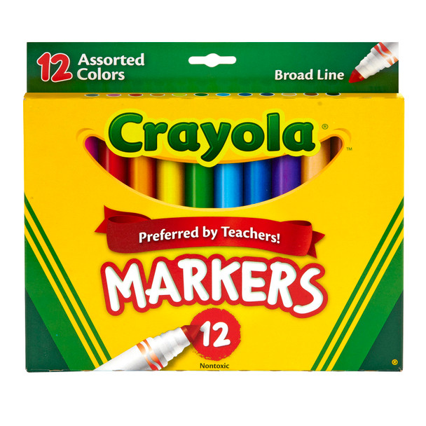 Broad Line Markers, Assorted Colors, 12 Count