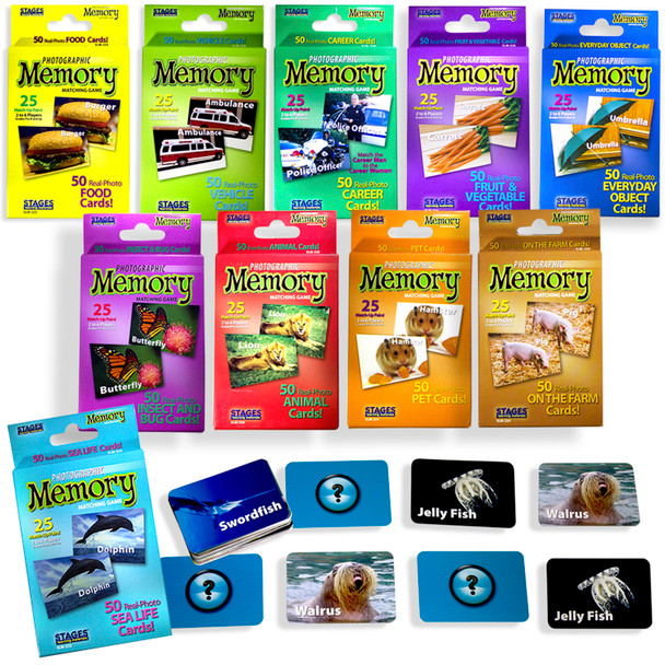 Photographic Memory Matching Games, Set of 10
