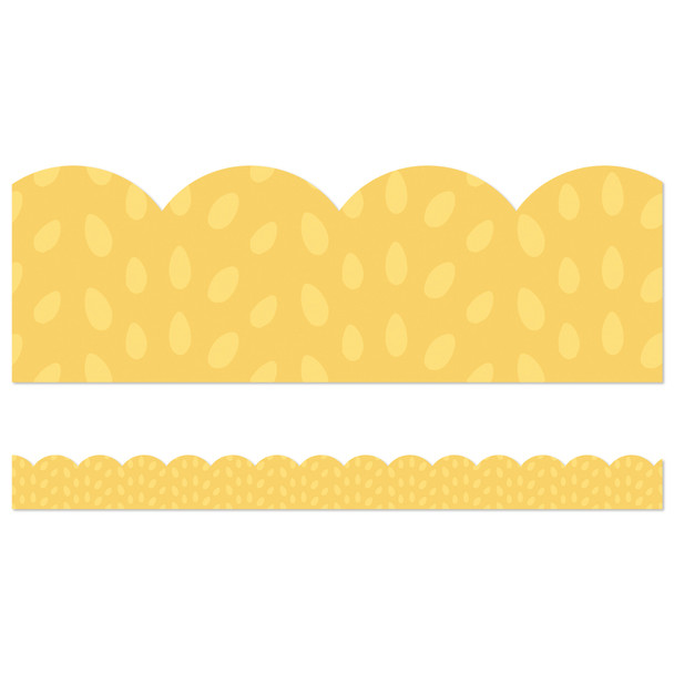Grow Together Yellow with Painted Dots Scalloped Borders, 39 Feet