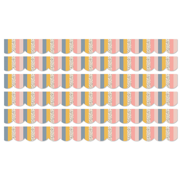 We Belong Stripes Scalloped Borders Per Pack, 39 Feet Per Pack, 6 Packs