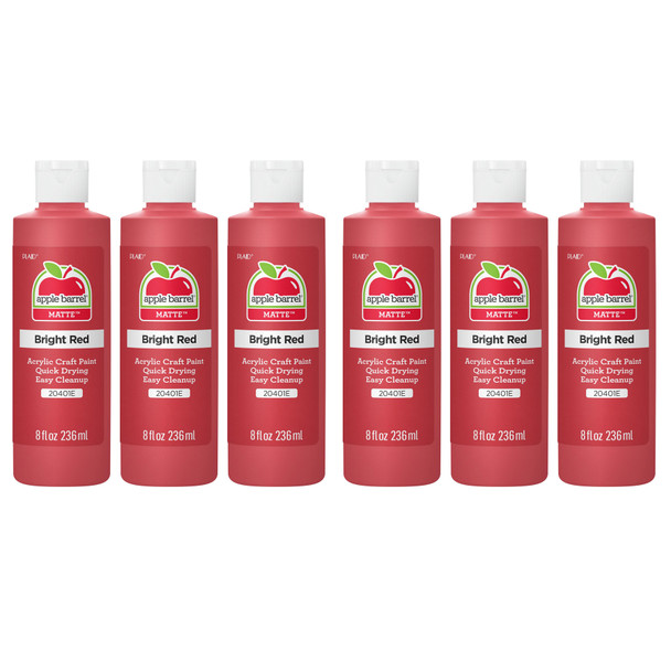 Acrylic Paint Matte, 8oz., Bright Red, Pack of 6