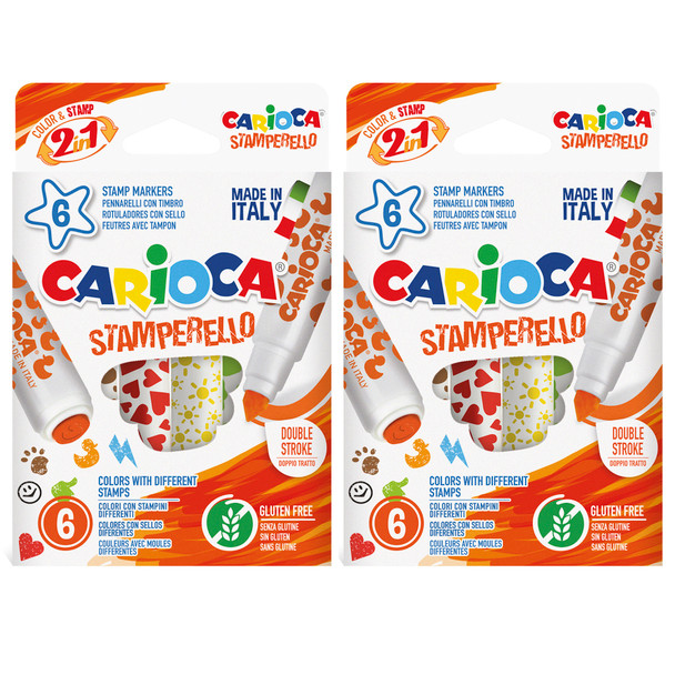 Stamperello Color & Stamp Washable Felt Tip Pens, 6 Per Pack, 2 Packs