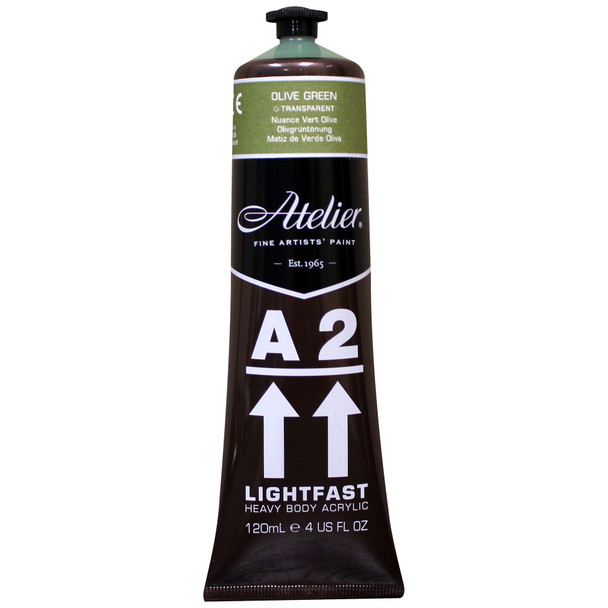 A2 Heavy Body Lightfast Artist Acrylic, 4 oz., Olive Green Hue