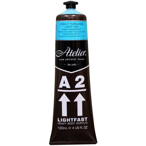 A2 Heavy Body Lightfast Artist Acrylic, 4 oz., Cobalt Turquoise Light Hue