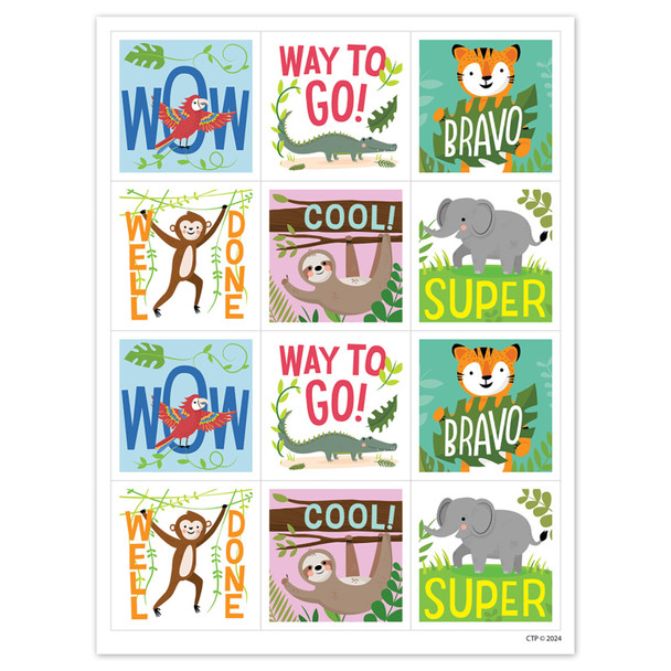 Jungle Friends Reward Stickers, Pack of 60