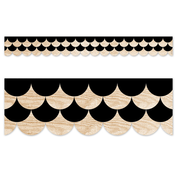 Core Decor Black and Wood Scallops EZ Border, 48 Feet