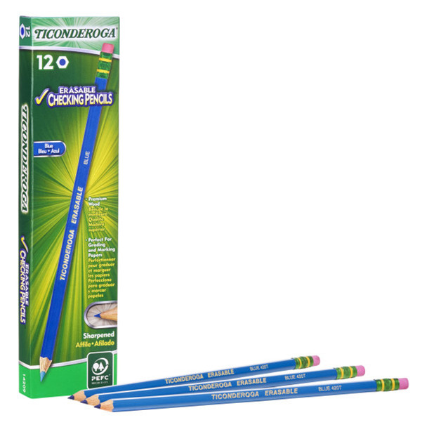 Erasable Colored Pencils, Blue, Pack of 12