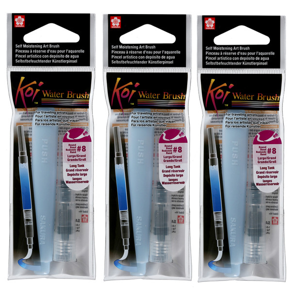 Koi Water Brush, 9mL Tank, Round, Large, Pack of 3