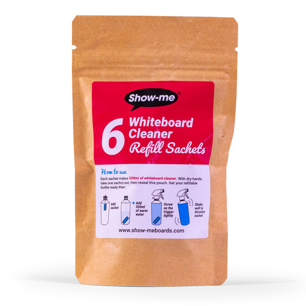 Refillable Dry Erase Board Cleaner Sachets, Pack of 6