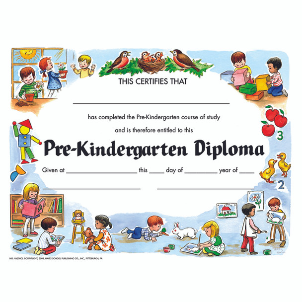Pre-Kindergarten Diploma, 8.5" x 11", Pack of 30