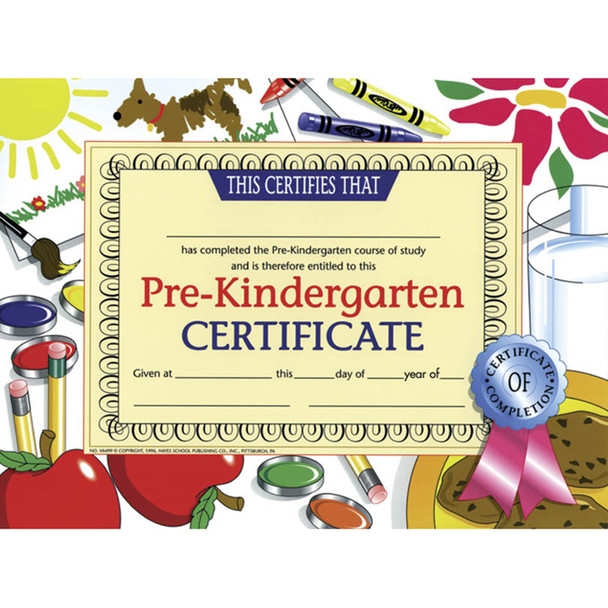 Pre-Kindergarten Certificate, 8.5" x 11", Pack of 30 - H-VA499