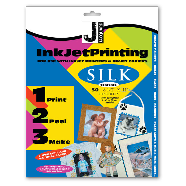 Silk Inkjet Printable Fabric Sheets, 8.5" x 11", Pack of 30
