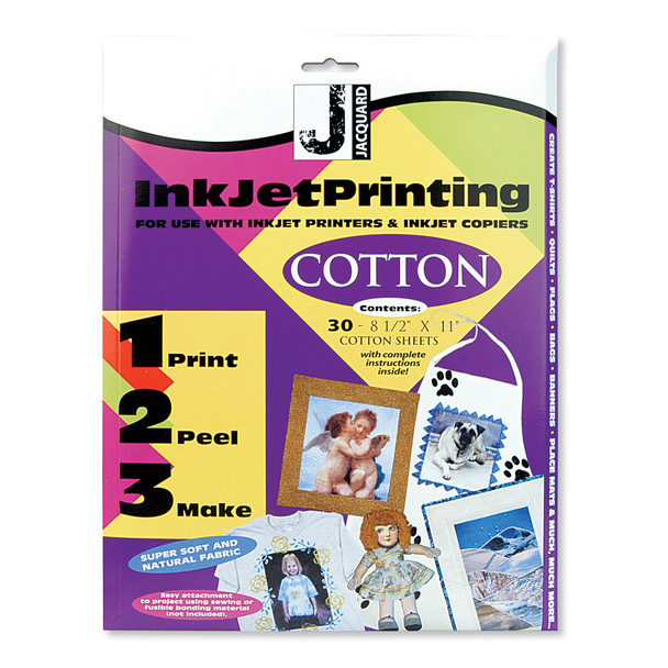 Cotton Inkjet Printable Fabric Sheets, 8.5" x 11", Pack of 30