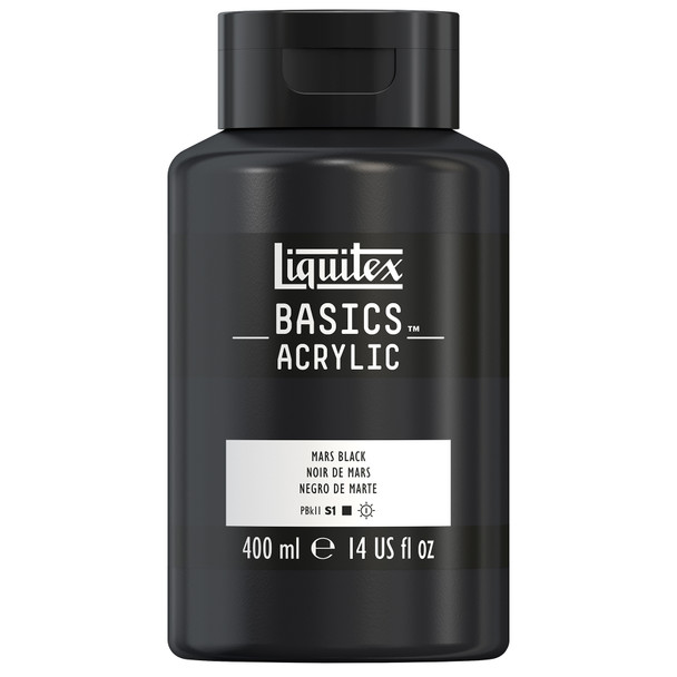 BASICS Acrylic Paint, 400 mL Bottle, Mars Black