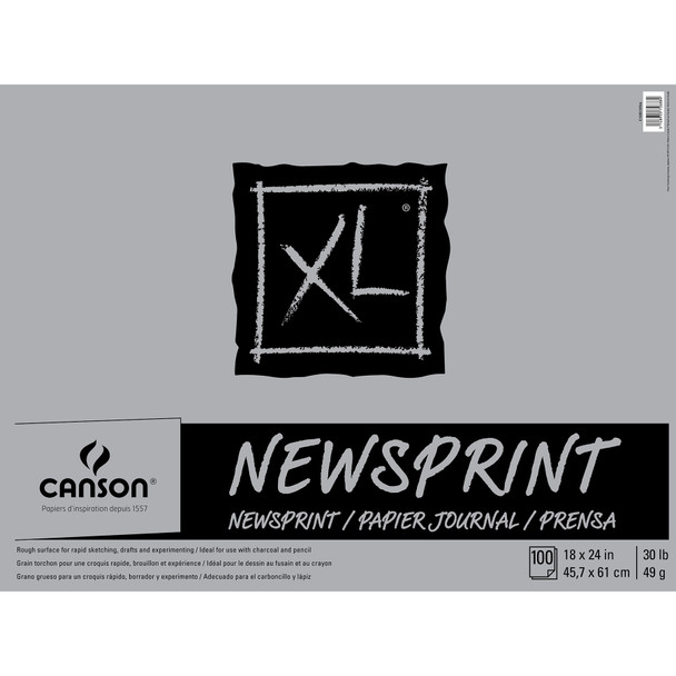 XL Series Newsprint Pad, Foldover Binding, 100 Sheet, 18x24 inch, 1 Count