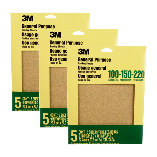 (3 St) General Purpose Sanding Shts