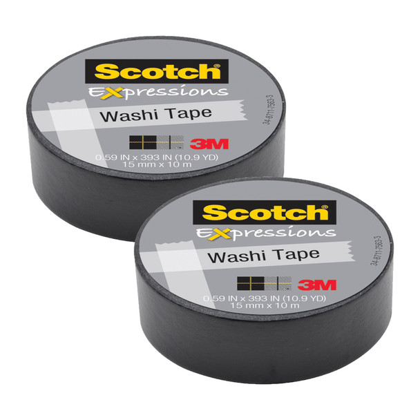 (2 Rl) Black Washi Tape 0.59x393in