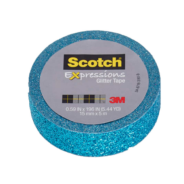 Teal Blue Glitter Tape 0.59x196in