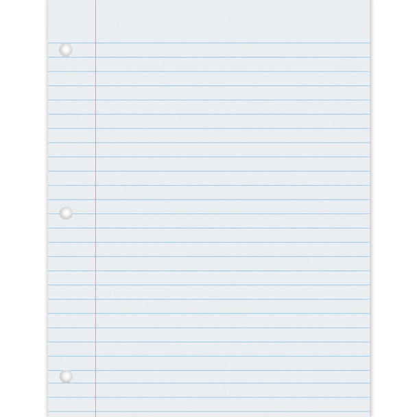 Composition Paper, White, 3-Hole Punched, Red Margin, 3/8" Ruled, 8-1/2" x 11", 500 Sheets