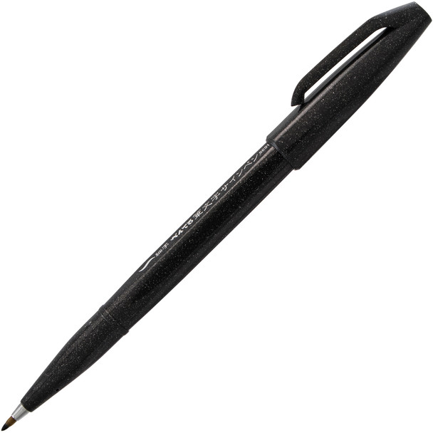 Sign Pen Brush Tip, Black Ink, Pack of 12